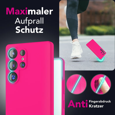 NALIA Silikonhülle für Samsung Galaxy S25 Ultra – Kameraschutz & Innenfutter – PHOENIX (Soft-Touch Case) – Marke aus Berlin Neon Pink NALIA Protective Hülle