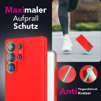 NALIA Silikonhülle für Samsung Galaxy S25 Ultra – Kameraschutz & Innenfutter – PHOENIX (Soft-Touch Case) – Marke aus Berlin Flammenrot NALIA Protective Hülle