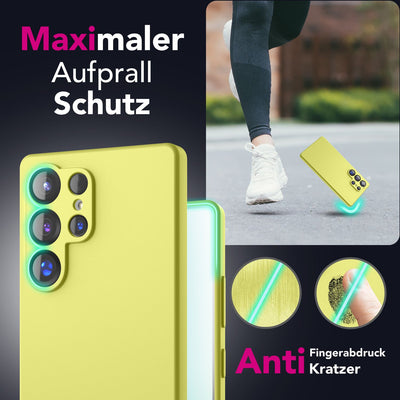 NALIA Silikonhülle für Samsung Galaxy S25 Ultra – Kameraschutz & Innenfutter – PHOENIX (Soft-Touch Case) – Marke aus Berlin Limonengrün NALIA Protective Hülle