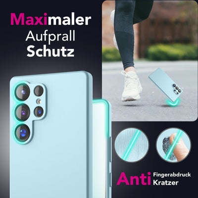 NALIA Silikonhülle für Samsung Galaxy S25 Ultra – Kameraschutz & Innenfutter – PHOENIX (Soft-Touch Case) – Marke aus Berlin Eisblau NALIA Protective Hülle