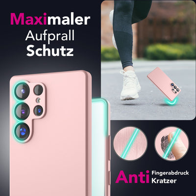 NALIA Silikonhülle für Samsung Galaxy S25 Ultra – Kameraschutz & Innenfutter – PHOENIX (Soft-Touch Case) – Marke aus Berlin Puderrosa NALIA Protective Hülle