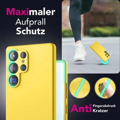 NALIA Silikonhülle für Samsung Galaxy S25 Ultra – Kameraschutz & Innenfutter – PHOENIX (Soft-Touch Case) – Marke aus Berlin Neon Gelb NALIA Protective Hülle