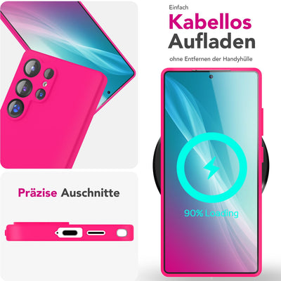 NALIA Silikonhülle für Samsung Galaxy S25 Ultra – Kameraschutz & Innenfutter – PHOENIX (Soft-Touch Case) – Marke aus Berlin Neon Pink NALIA Protective Hülle