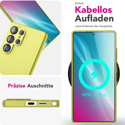 NALIA Silikonhülle für Samsung Galaxy S25 Ultra – Kameraschutz & Innenfutter – PHOENIX (Soft-Touch Case) – Marke aus Berlin Limonengrün NALIA Protective Hülle