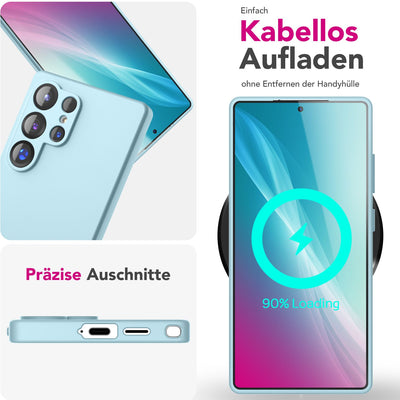 NALIA Silikonhülle für Samsung Galaxy S25 Ultra – Kameraschutz & Innenfutter – PHOENIX (Soft-Touch Case) – Marke aus Berlin Eisblau NALIA Protective Hülle