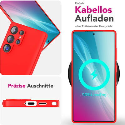 NALIA Silikonhülle für Samsung Galaxy S25 Ultra – Kameraschutz & Innenfutter – PHOENIX (Soft-Touch Case) – Marke aus Berlin Flammenrot NALIA Protective Hülle