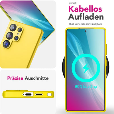 NALIA Silikonhülle für Samsung Galaxy S25 Ultra – Kameraschutz & Innenfutter – PHOENIX (Soft-Touch Case) – Marke aus Berlin Neon Gelb NALIA Protective Hülle