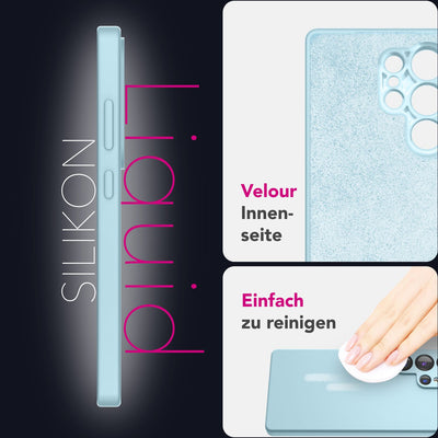 NALIA Silikonhülle für Samsung Galaxy S25 Ultra – Kameraschutz & Innenfutter – PHOENIX (Soft-Touch Case) – Marke aus Berlin Eisblau NALIA Protective Hülle