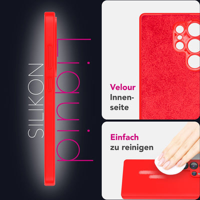 NALIA Silikonhülle für Samsung Galaxy S25 Ultra – Kameraschutz & Innenfutter – PHOENIX (Soft-Touch Case) – Marke aus Berlin Flammenrot NALIA Protective Hülle