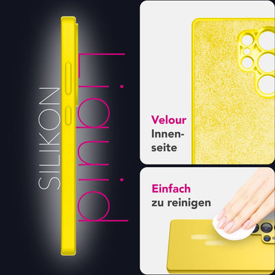NALIA Silikonhülle für Samsung Galaxy S25 Ultra – Kameraschutz & Innenfutter – PHOENIX (Soft-Touch Case) – Marke aus Berlin Neon Gelb NALIA Protective Hülle