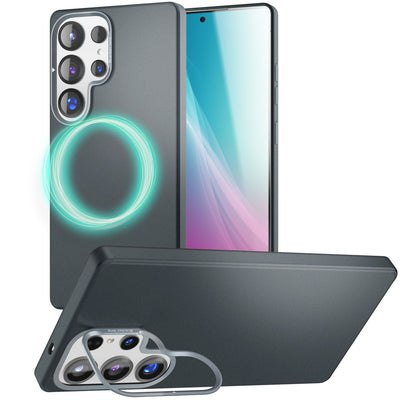 NALIA Magnet Hardcase für Samsung Galaxy S25 Ultra – Faltbarer Kamera-Stand – OVERLAND (Schutzhülle Matt & MagSafe Kompatibel) – Marke aus Berlin Titan Schwarz NALIA Protective Hülle
