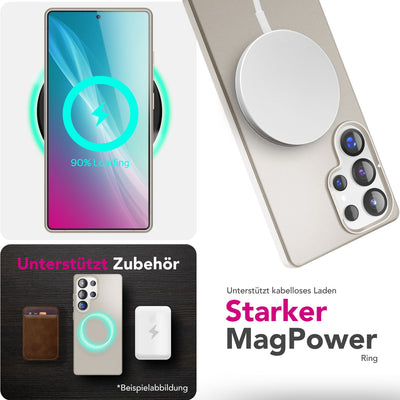 NALIA Magnet Hardcase für Samsung Galaxy S25 Ultra – Faltbarer Kamera-Stand – OVERLAND (Schutzhülle Matt & MagSafe Kompatibel) – Marke aus Berlin Titan Grau NALIA Protective Hülle
