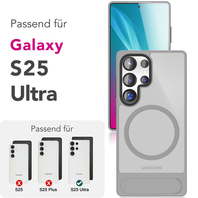 NALIA Magnet-Case für Samsung Galaxy S25 Ultra – Klappständer & Kameraschutz – TRITON (Matt-Transparent & Hybrid-Schutz) – Marke aus Berlin Titan Grau NALIA Protective Hülle