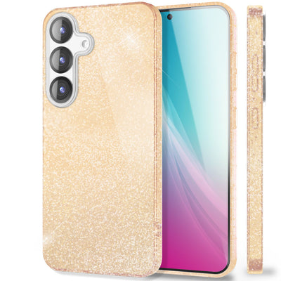 NALIA Glitzerhülle für Samsung Galaxy S25 – Funkelnder Glitzer-Look & Grip – SHINEPOP (Silikon Case) – Marke aus Berlin Goldstaub NALIA Protective Hülle