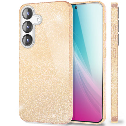 NALIA ShinePop für Samsung Galaxy S25 Hülle, Glänzende Glamour Glitzerhülle, Stabile Funkelnde Silikonhülle, Diamant Strass Glitzer Schutzhülle, Glitter Handyhülle
