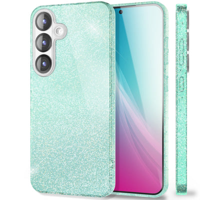 NALIA Glitzerhülle für Samsung Galaxy S25 – Funkelnder Glitzer-Look & Grip – SHINEPOP (Silikon Case) – Marke aus Berlin Goldstaub NALIA Protective Hülle