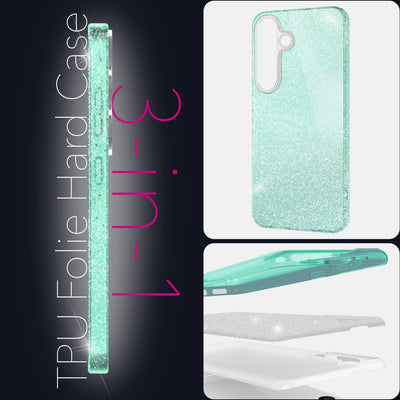 NALIA Glitzerhülle für Samsung Galaxy S25 – Funkelnder Glitzer-Look & Grip – SHINEPOP (Silikon Case) – Marke aus Berlin Goldstaub NALIA Protective Hülle