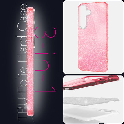NALIA Glitzerhülle für Samsung Galaxy S25 – Funkelnder Glitzer-Look & Grip – SHINEPOP (Silikon Case) – Marke aus Berlin Goldstaub NALIA Protective Hülle