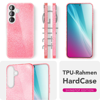 NALIA Glitzerhülle für Samsung Galaxy S25 – Funkelnder Glitzer-Look & Grip – SHINEPOP (Silikon Case) – Marke aus Berlin Goldstaub NALIA Protective Hülle