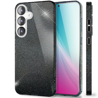 NALIA ShinePop für Samsung Galaxy S25 Hülle, Glänzende Glamour Glitzerhülle, Stabile Funkelnde Silikonhülle, Diamant Strass Glitzer Schutzhülle, Glitter Handyhülle