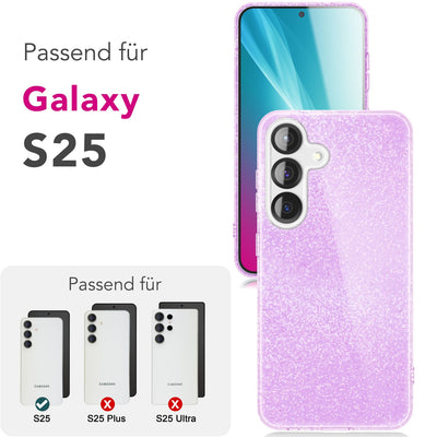 NALIA Glitzerhülle für Samsung Galaxy S25 – Funkelnder Glitzer-Look & Grip – SHINEPOP (Silikon Case) – Marke aus Berlin Violetttraum NALIA Protective Hülle
