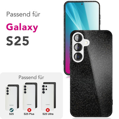 NALIA Glitzerhülle für Samsung Galaxy S25 – Funkelnder Glitzer-Look & Grip – SHINEPOP (Silikon Case) – Marke aus Berlin Funkelschwarz NALIA Protective Hülle