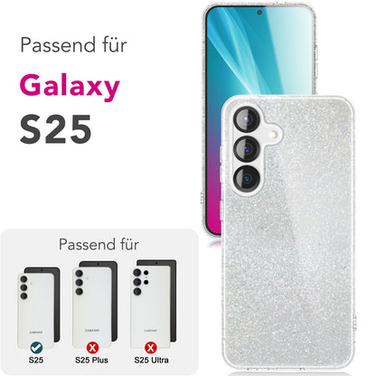 NALIA ShinePop für Samsung Galaxy S25 Hülle, Glänzende Glamour Glitzerhülle, Stabile Funkelnde Silikonhülle, Diamant Strass Glitzer Schutzhülle, Glitter Handyhülle