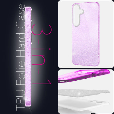 NALIA Glitzerhülle für Samsung Galaxy S25 Plus – Funkelnder Glitzer-Look & Grip – SHINEPOP (Silikon Case) – Marke aus Berlin Violetttraum NALIA Protective Hülle