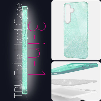 NALIA Glitzerhülle für Samsung Galaxy S25 Plus – Funkelnder Glitzer-Look & Grip – SHINEPOP (Silikon Case) – Marke aus Berlin Eisminze NALIA Protective Hülle
