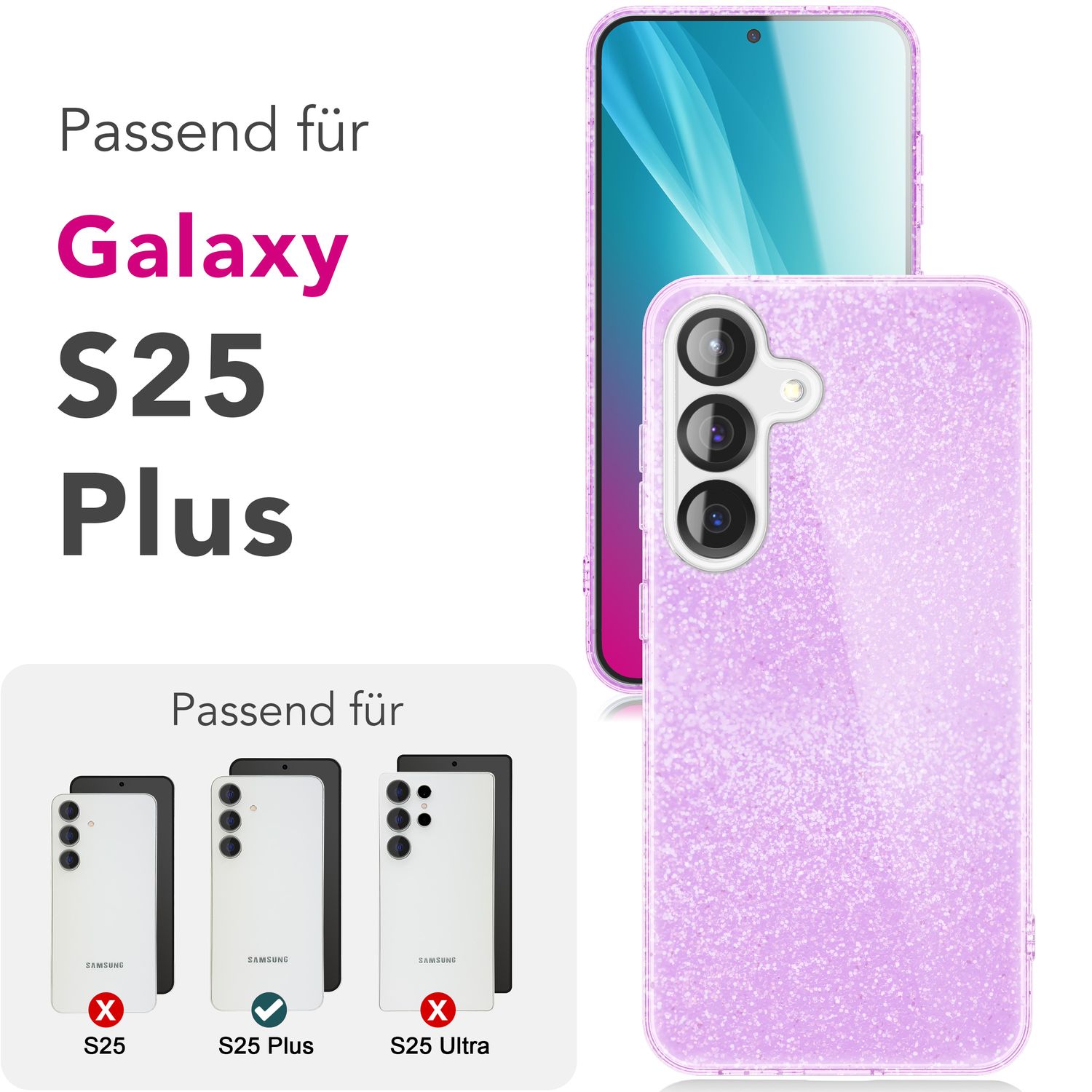 NALIA ShinePop für Samsung Galaxy S25 Plus Hülle, Schillernde Diamant Pailletten Glitzerhülle, Glänzende Robuste Silikon Schutzhülle, Brillante Glitzer Handyhülle