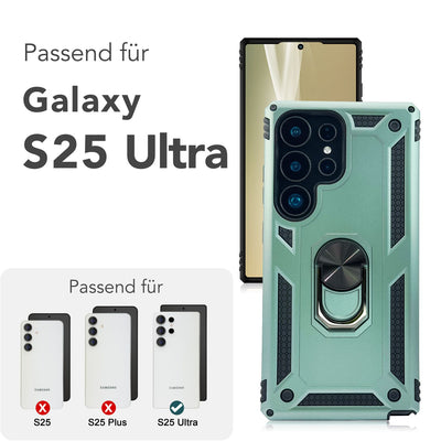 NALIA Panzerhülle für Samsung Galaxy S25 Ultra – Ring-Ständer 360° & Magnet-Halterung Kompatibel – RINGDEFEND (Stoßfestes Outdoor Case) – Marke aus Berlin Titan Schwarz NALIA Outdoor Hülle