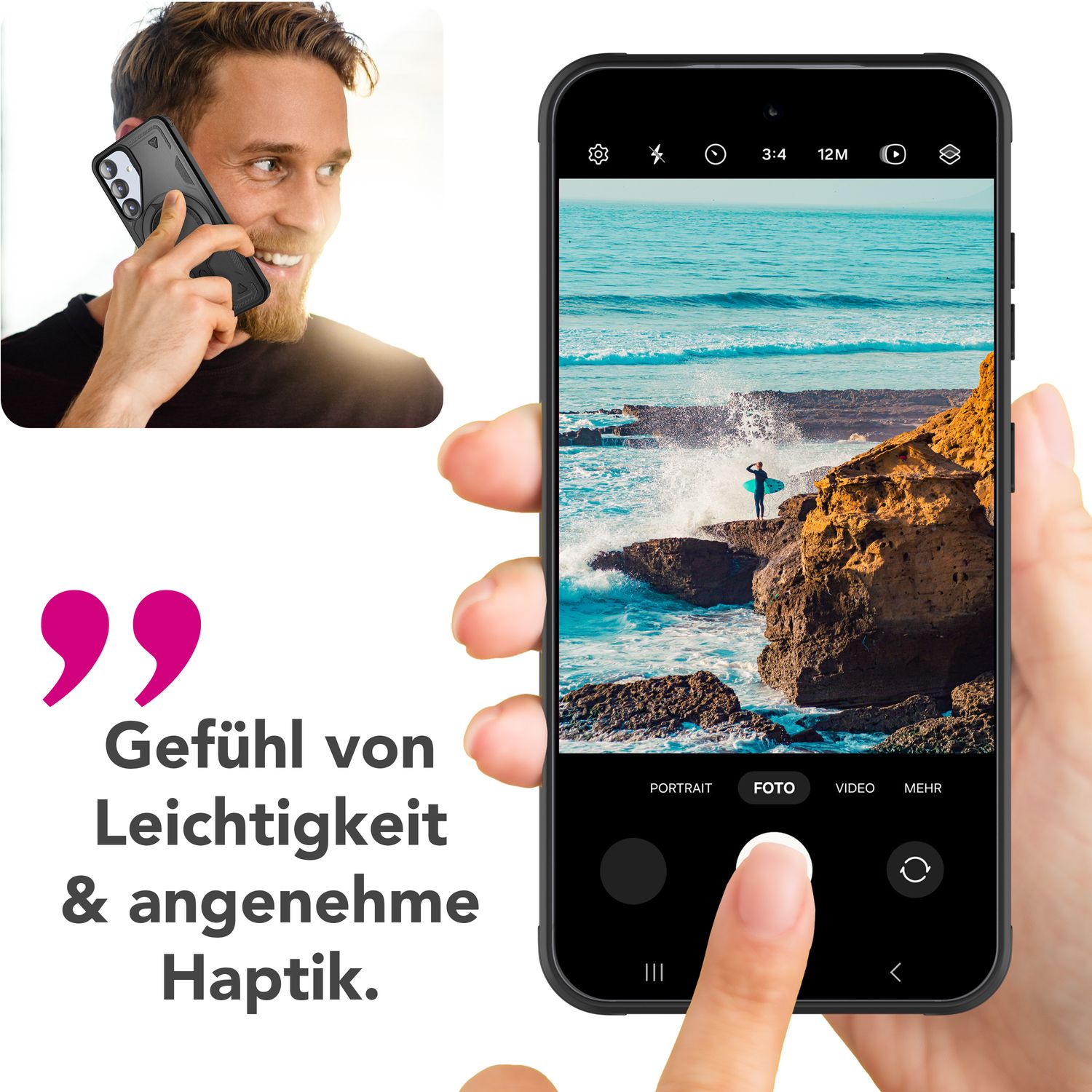 NALIA Stormguard für Samsung Galaxy S25 Hülle für MagSafe, Armor Fallschutz Ringhülle, Stoßfeste Schutzhülle mit 360° Rotationsring für Ständer und Magnetisch Laden Titan Schwarz NALIA Outdoor Hülle