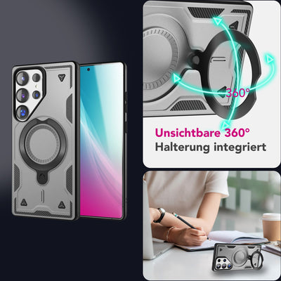 NALIA Magnetische Panzerhülle für Samsung Galaxy S25 Ultra – Ring-Halterung 360° & MagSafe kompatibel – STORMGUARD (Outdoor Case) – Marke aus Berlin Titan Grau NALIA Outdoor Hülle