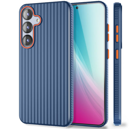 NALIA Nova für Samsung Galaxy S25 Hülle, Ultra-Dünne Harte Schutzhülle mit Wellenstruktur im Metall Look, Rutschfeste Handyhülle mit Fingerabdruck-Resistenz Tiefsee Blau NALIA SlimFit Hülle