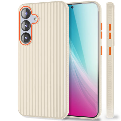 NALIA Nova für Samsung Galaxy S25 Hülle, Ultra-Dünne Harte Schutzhülle mit Wellenstruktur im Metall Look, Rutschfeste Handyhülle mit Fingerabdruck-Resistenz Stahlgrau NALIA SlimFit Hülle