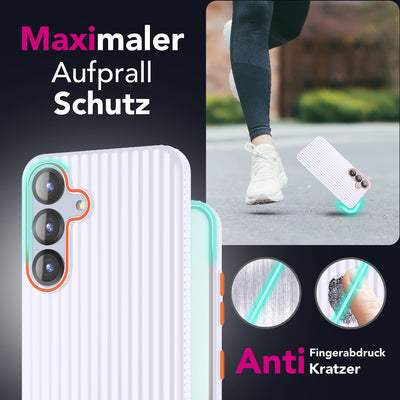 NALIA Matte Hardcase Hülle für Samsung Galaxy S25 – Anti-Fingerabdruck & Grip – NOVA (Strukturiertes Design) – Marke aus Berlin Violettblüte NALIA SlimFit Hülle