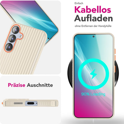 NALIA Nova für Samsung Galaxy S25 Hülle, Ultra-Dünne Harte Schutzhülle mit Wellenstruktur im Metall Look, Rutschfeste Handyhülle mit Fingerabdruck-Resistenz Stahlgrau NALIA SlimFit Hülle