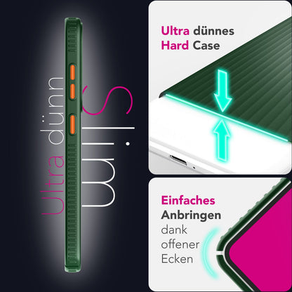 NALIA Nova für Samsung Galaxy S25 Hülle, Ultra-Dünne Harte Schutzhülle mit Wellenstruktur im Metall Look, Rutschfeste Handyhülle mit Fingerabdruck-Resistenz Waldnacht Grün NALIA SlimFit Hülle