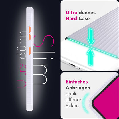 NALIA Nova für Samsung Galaxy S25 Hülle, Ultra-Dünne Harte Schutzhülle mit Wellenstruktur im Metall Look, Rutschfeste Handyhülle mit Fingerabdruck-Resistenz Puderrosa NALIA SlimFit Hülle