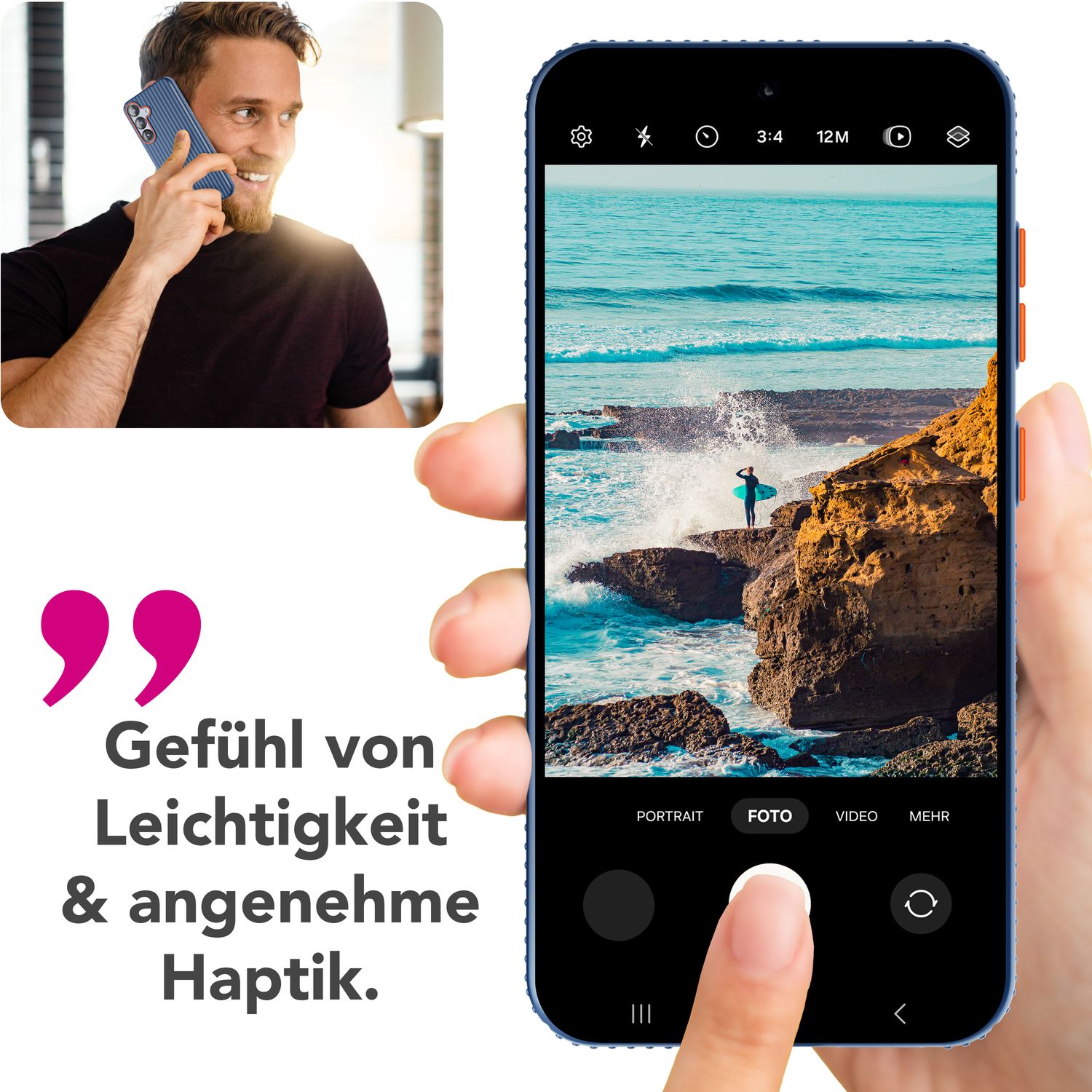 NALIA Nova für Samsung Galaxy S25 Hülle, Ultra-Dünne Harte Schutzhülle mit Wellenstruktur im Metall Look, Rutschfeste Handyhülle mit Fingerabdruck-Resistenz Tiefsee Blau NALIA SlimFit Hülle