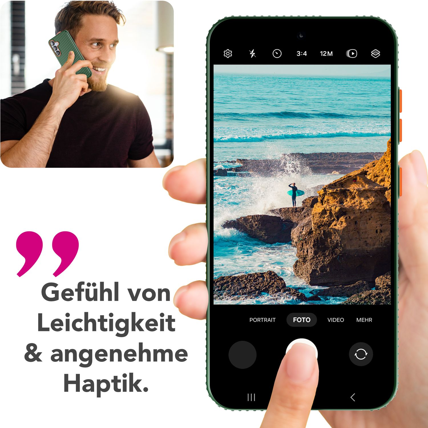 NALIA Nova für Samsung Galaxy S25 Hülle, Ultra-Dünne Harte Schutzhülle mit Wellenstruktur im Metall Look, Rutschfeste Handyhülle mit Fingerabdruck-Resistenz Waldnacht Grün NALIA SlimFit Hülle