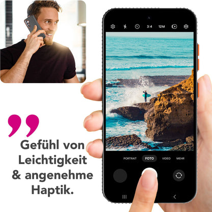 NALIA Nova für Samsung Galaxy S25 Hülle, Ultra-Dünne Harte Schutzhülle mit Wellenstruktur im Metall Look, Rutschfeste Handyhülle mit Fingerabdruck-Resistenz Mitternacht Schwarz NALIA SlimFit Hülle