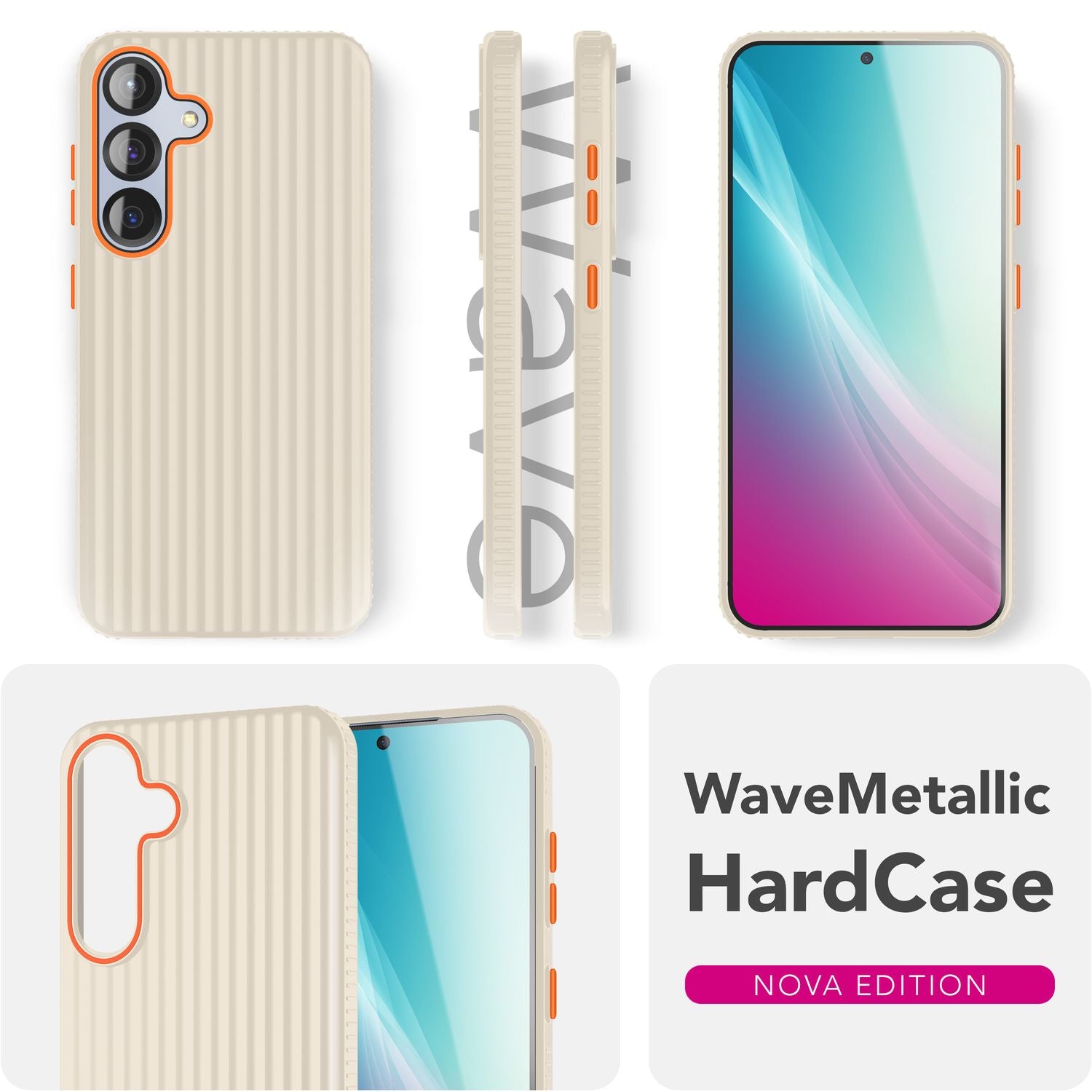 NALIA Nova für Samsung Galaxy S25 Hülle, Ultra-Dünne Harte Schutzhülle mit Wellenstruktur im Metall Look, Rutschfeste Handyhülle mit Fingerabdruck-Resistenz Stahlgrau NALIA SlimFit Hülle