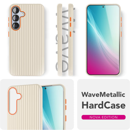 NALIA Nova für Samsung Galaxy S25 Hülle, Ultra-Dünne Harte Schutzhülle mit Wellenstruktur im Metall Look, Rutschfeste Handyhülle mit Fingerabdruck-Resistenz Stahlgrau NALIA SlimFit Hülle