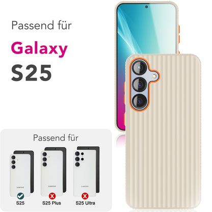 NALIA Nova für Samsung Galaxy S25 Hülle, Ultra-Dünne Harte Schutzhülle mit Wellenstruktur im Metall Look, Rutschfeste Handyhülle mit Fingerabdruck-Resistenz Stahlgrau NALIA SlimFit Hülle