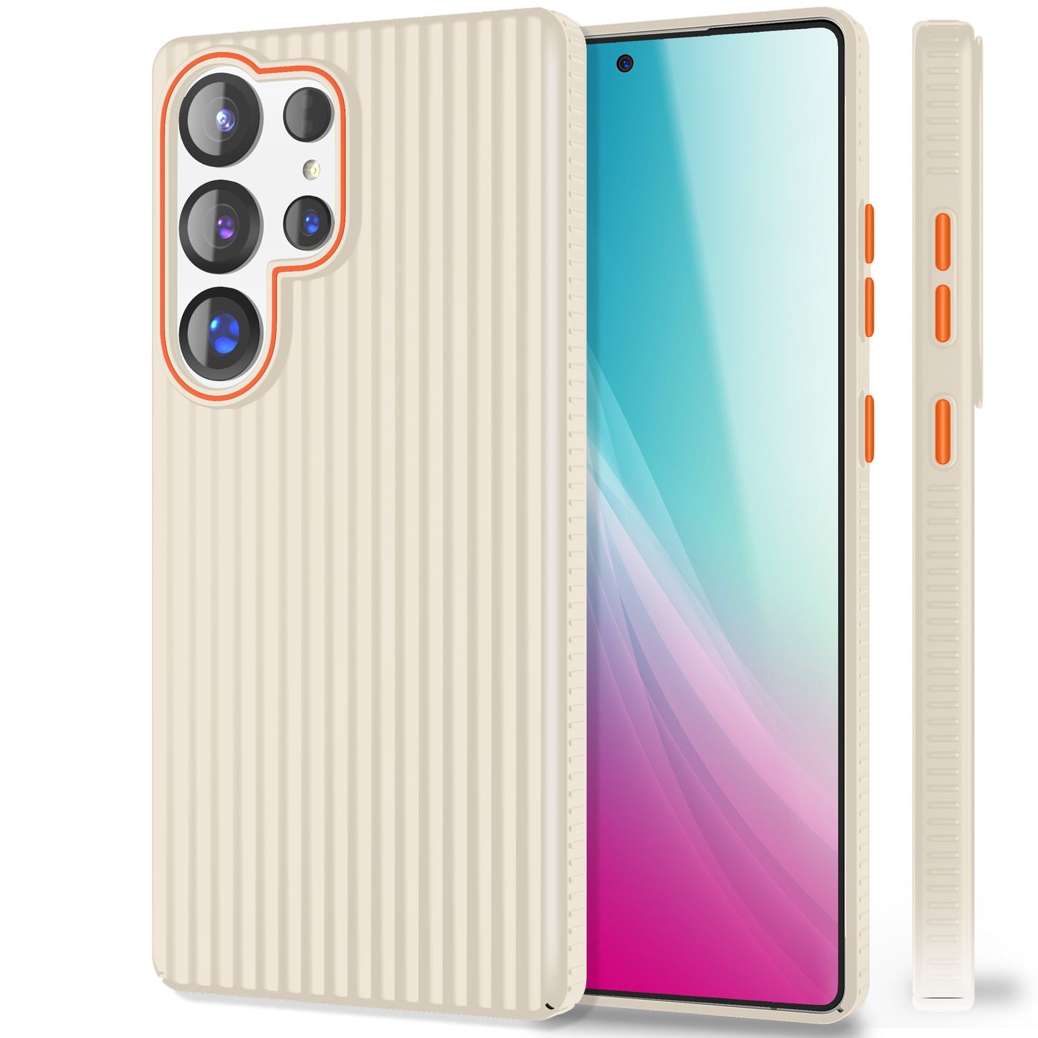 NALIA Nova für Samsung Galaxy S25 Ultra Hülle, Dünnes Hardcover in Metall Optik, mit Wellenstruktur Rillen Design, Rutschfeste Anti-Fingerabdruck Schutzhülle Stahlgrau NALIA SlimFit Hülle