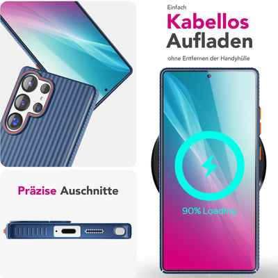 NALIA Matte Hardcase Hülle für Samsung Galaxy S25 Ultra – Anti-Fingerabdruck & Grip – NOVA (Strukturiertes Design) – Marke aus Berlin Tiefsee Blau NALIA SlimFit Hülle