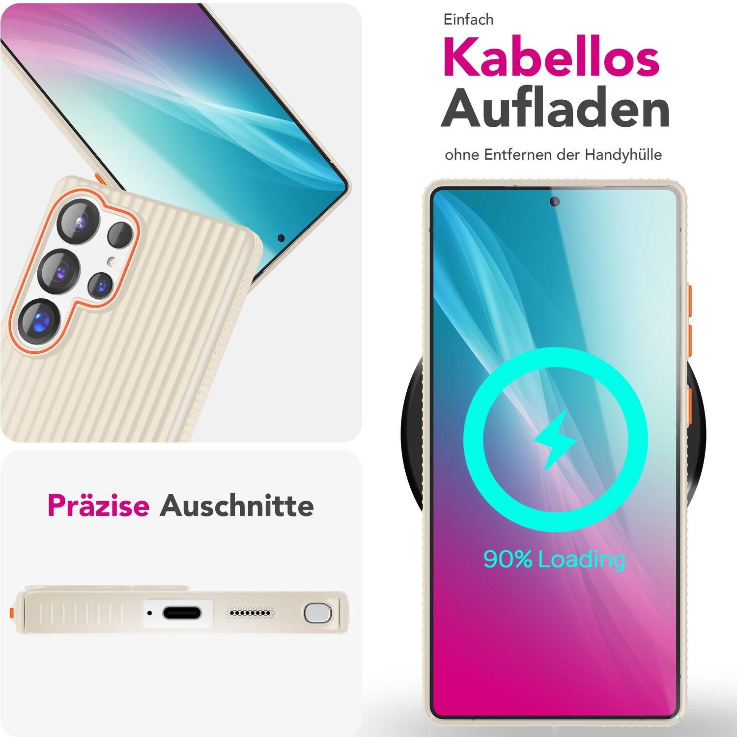 NALIA Nova für Samsung Galaxy S25 Ultra Hülle, Dünnes Hardcover in Metall Optik, mit Wellenstruktur Rillen Design, Rutschfeste Anti-Fingerabdruck Schutzhülle Stahlgrau NALIA SlimFit Hülle