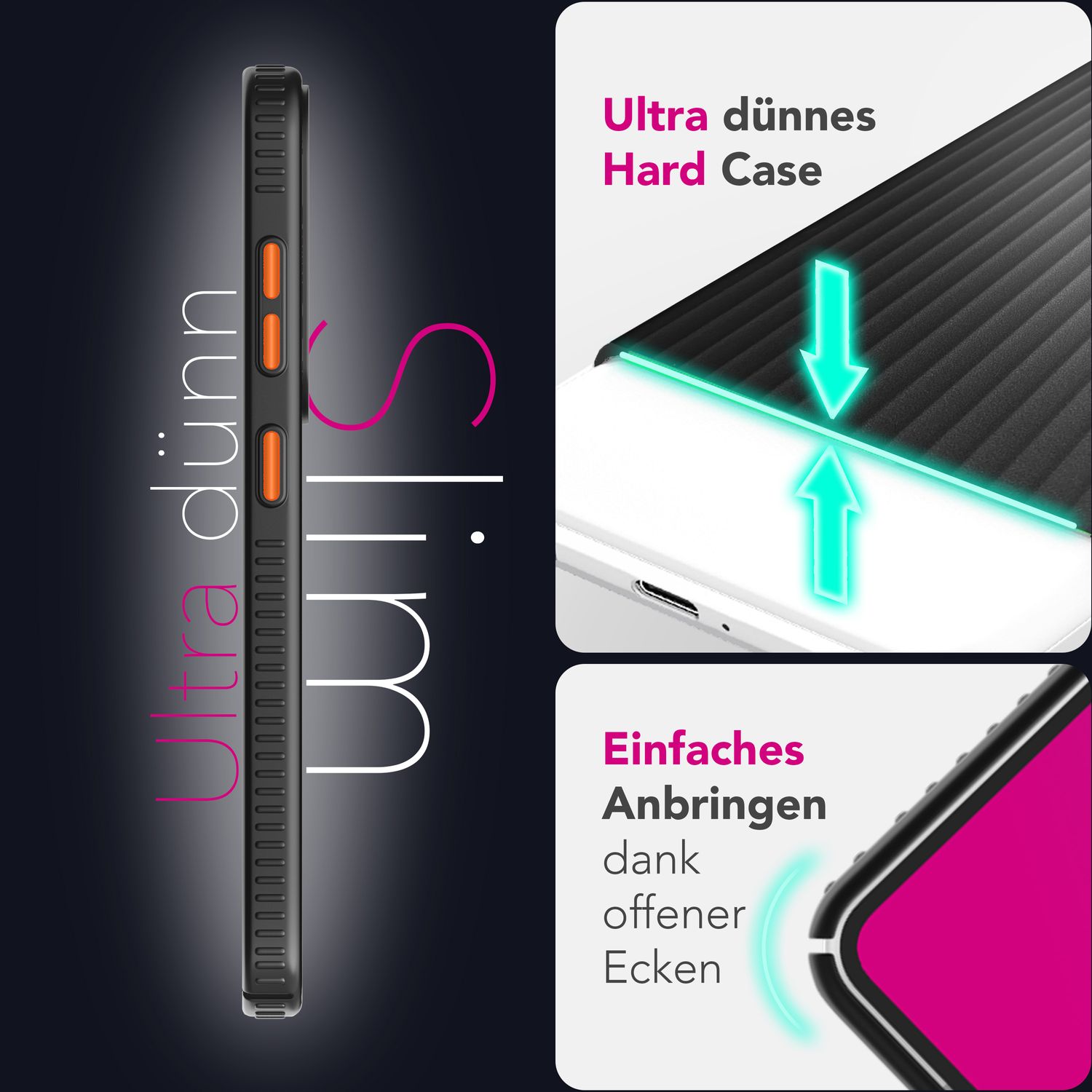 NALIA Nova für Samsung Galaxy S25 Ultra Hülle, Dünnes Hardcover in Metall Optik, mit Wellenstruktur Rillen Design, Rutschfeste Anti-Fingerabdruck Schutzhülle Mitternacht Schwarz NALIA SlimFit Hülle