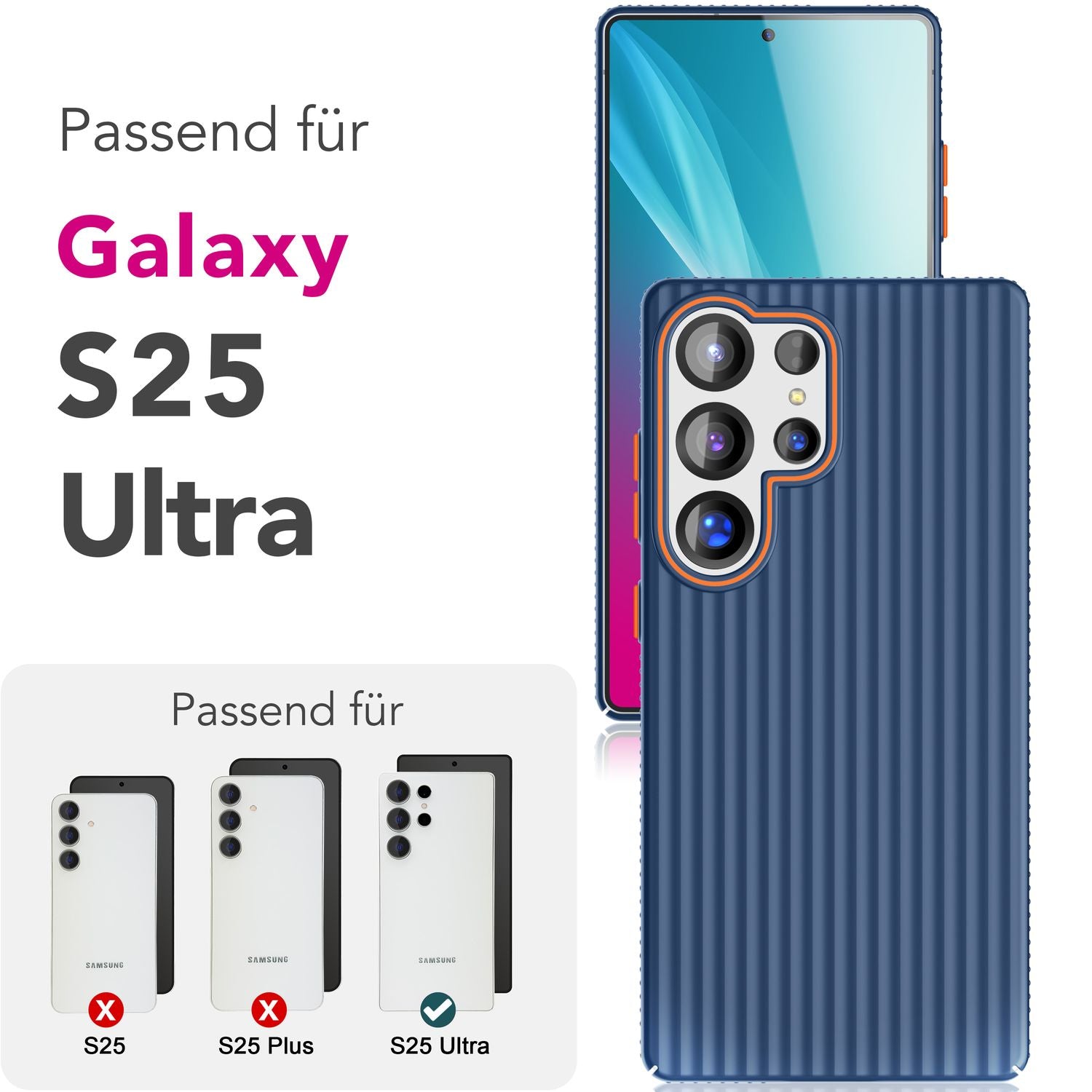 NALIA Nova für Samsung Galaxy S25 Ultra Hülle, Dünnes Hardcover in Metall Optik, mit Wellenstruktur Rillen Design, Rutschfeste Anti-Fingerabdruck Schutzhülle Tiefsee Blau NALIA SlimFit Hülle